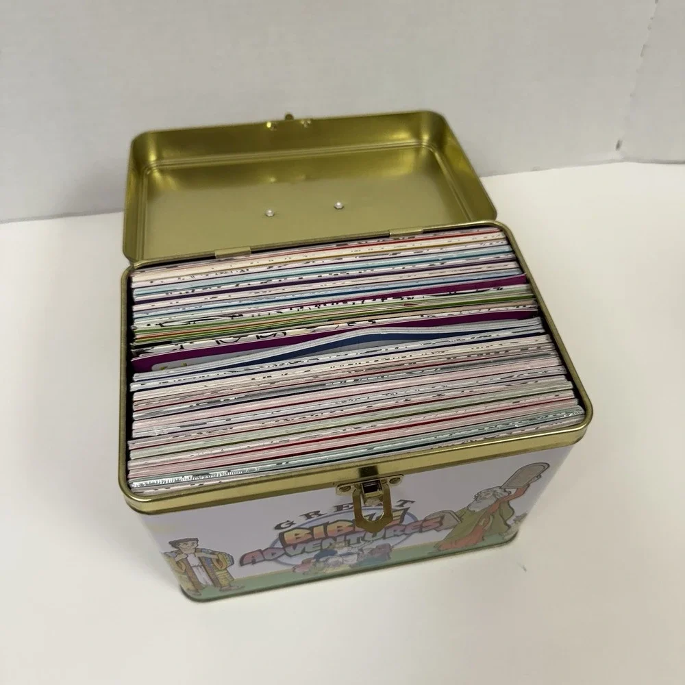 Great Bible Adventures Tin‎ Case Box Full Of Cards Heroes Angels Sunday School